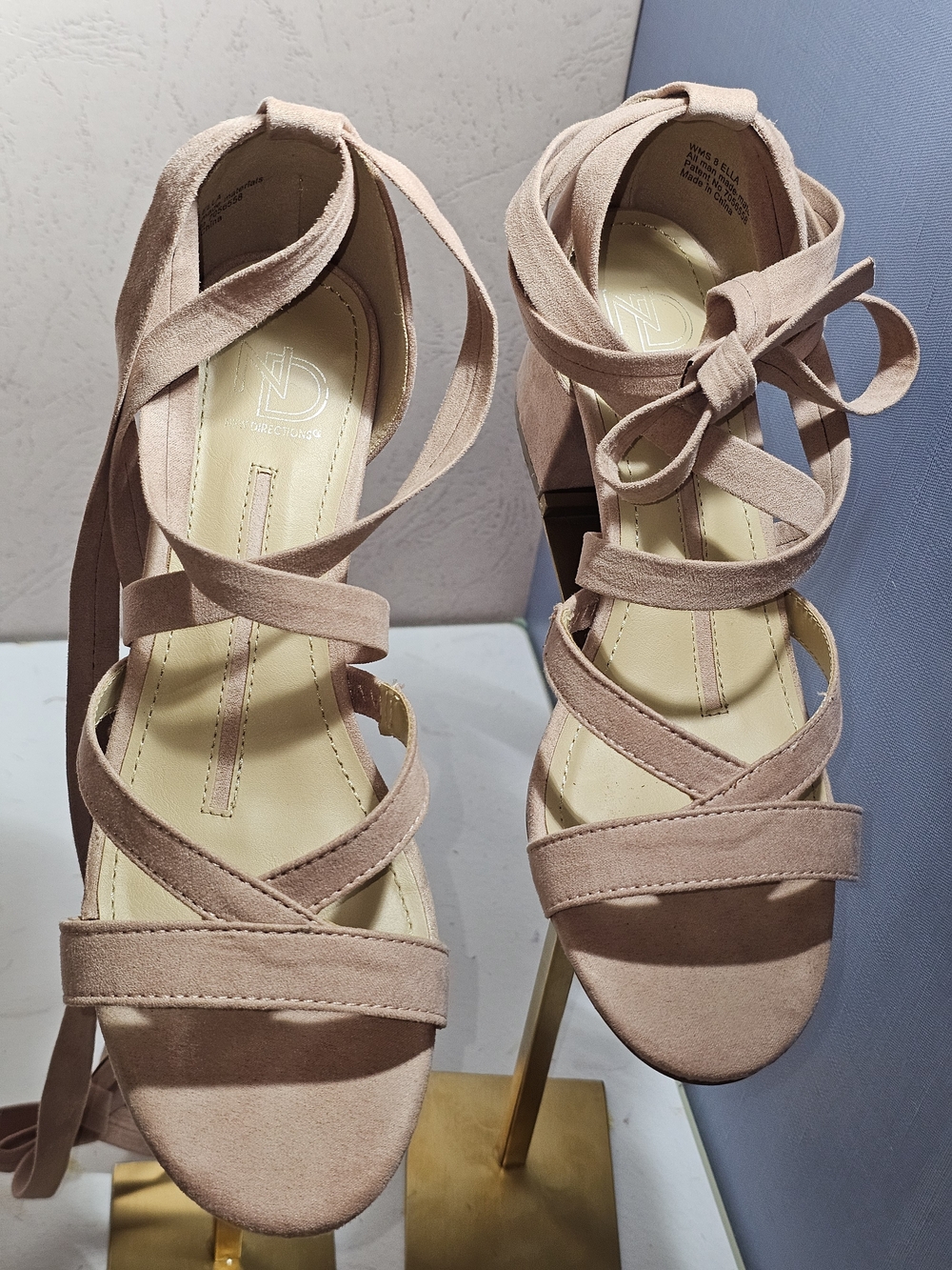 new directions Dusty Rose Suede Wrap-Heel Sandals